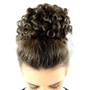 Brown wig short ringlets; Irish Stepdance Feis
